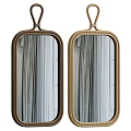 Decorative Hanging Oval Mirrors With Brown And Beige Frames And Curtain Reflection 3d model