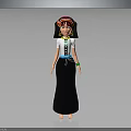 Ethnic Character With Colorful Headdress White Top Black Long Skirt And Green Bracelet
