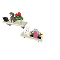 Stylish Wall Cabinets With Teddy Bear Red Flowers Photo Frame Rabbit Doll And Books