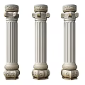 Three Classical Stone Column Capitals With Intricate Carvings And Ornate Design