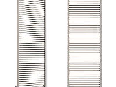 Soft White And Gray Striped Bath Towels Hanging In Modern Bathroom 3d model