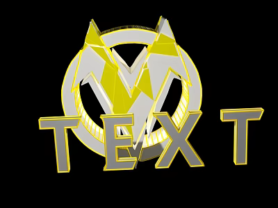 Billboard Design With Yellow And White Geometric Shapes Circular Ring And TEXT On Black Background 3d model