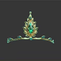 Elegant Golden Crown With Green Gemstones And Leaf Design Lifestyle Accessory