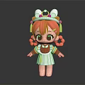 Cute Character Doll With Pink Hair Pigtails Rabbit Ear Hat And Red White Outfit