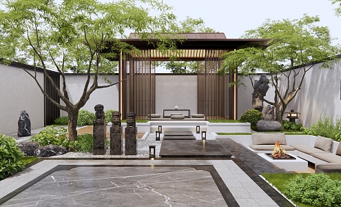 New Chinese Courtyard Landscape 3d model