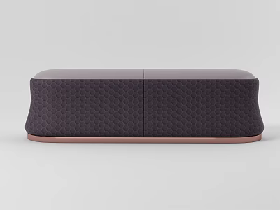 Modern Upholstered Bench With Hexagonal Pattern Dark Gray Fabric And Copper Base 3d model