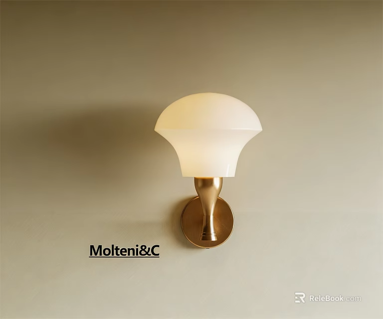 Elegant Modern Wall Lamp With Gold Base And White Glass Shade 3d model 