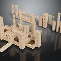 Intricate Castle Model With Multiple Towers Stone Walls And Arched Gates For Decorative