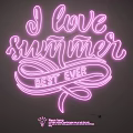 Pink Neon Lighting Set With I love summer BEST EVER Text And Decorative Design