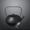Traditional Cast Iron Teapot With Curved Handle Round Lid And Red Knob