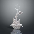 Decorative Guitar Shaped Silver Keychain With Love Pendant Fashion Accessory