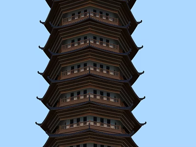 Traditional Chinese Pagoda With Multiple Floors Curved Eaves And Wooden Balconies 3d model