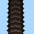 Traditional Chinese Pagoda With Multiple Floors Curved Eaves And Wooden Balconies