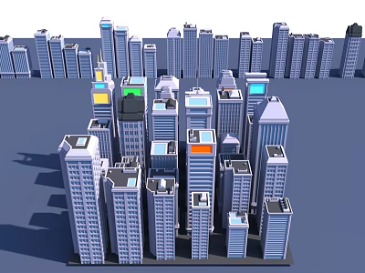 Modern High Rise Office Buildings In Urban Cityscape With Architectural Design Features 3d model