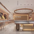 Elegant Modern Jewelry Store Interior Design With Marble Display Counters Round Chandelier And Chairs