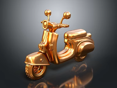 Shiny Golden Motorcycle Model With Rearview Mirrors Seat And Wheels 3d model