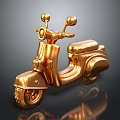 Shiny Golden Motorcycle Model With Rearview Mirrors Seat And Wheels