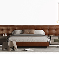 Modern Double Bed Bedset Leather Bed 3d model