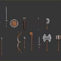 Cold weapons Sword Axe Hook Fork Spear Trident Melee Weapon Military 3d model