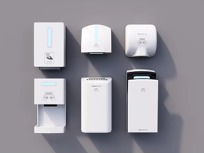 Commercial Equipment For Public Areas Modern Hand Dryers Soap Dispensers And Paper Towel Units 3d model