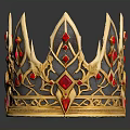 Ornate Golden Crown Adorned With Red Gemstones For Home Decoration