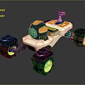 Remote Control Robot Vehicle With Large Black Yellow Wheels And White Body Antenna