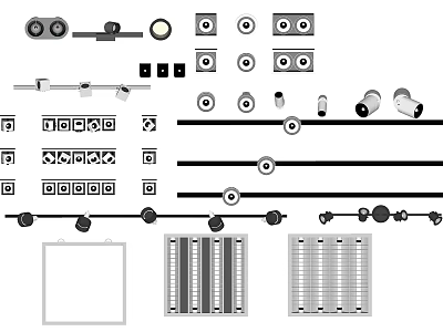 Modern spotlights Track lights Grille lights Downlight spotlights 3d model