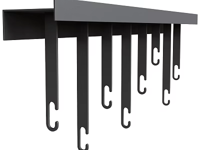 Black Wall Mounted Multiple Hooks With Sleek Design For Home Organizing 3d model