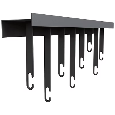 Black Wall Mounted Multiple Hooks With Sleek Design For Home Organizing 3d model
