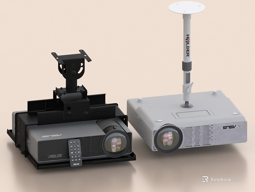 Projection Monitoring Projectors In Black And White Design With Ceiling And Desktop Mounts 3d model 