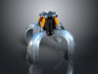 Multipurpose Household Metal Gripping Tool with Silver Curved Claws and Black Orange Handle 3d model