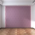 Purple Patterned Wavy Wall In Modern Room With Wooden Floor And Window Lighting