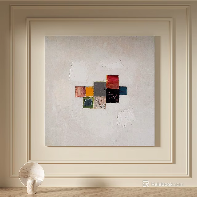 Abstract Wall Art Painting With Colorful Square Blocks On Light Background 3d model
