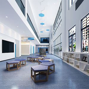 Modern Hall Laboratory Building Public Space Angle 3d model