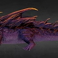 Mythical Reptile With Sharp Spikes Purple Skin And Vibrant Red Details