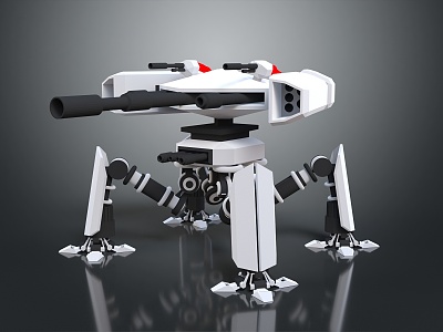 modern turret turntable sci-fi tower defense game tower defense model