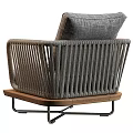 Modern Gray Woven Outdoor Chair With Wooden Base And Metal Legs
