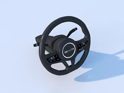 Black BYD Car Steering Wheel Featuring Modern Control Buttons Design 3d model