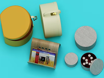 Various Colorful Household Storage Boxes With Round Lids And Different Designs 3d model
