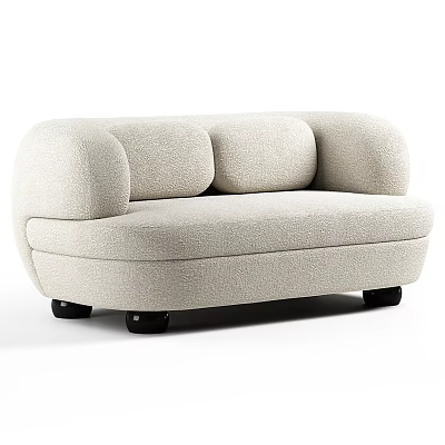 Modern Beige Fabric Sectional Sofa With Rounded Arms And Black Legs For Comfortable Living Room Seating 3d model