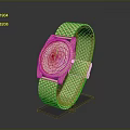 Elegant Golden Mesh Strap Watch With Black Dial On Display Stand