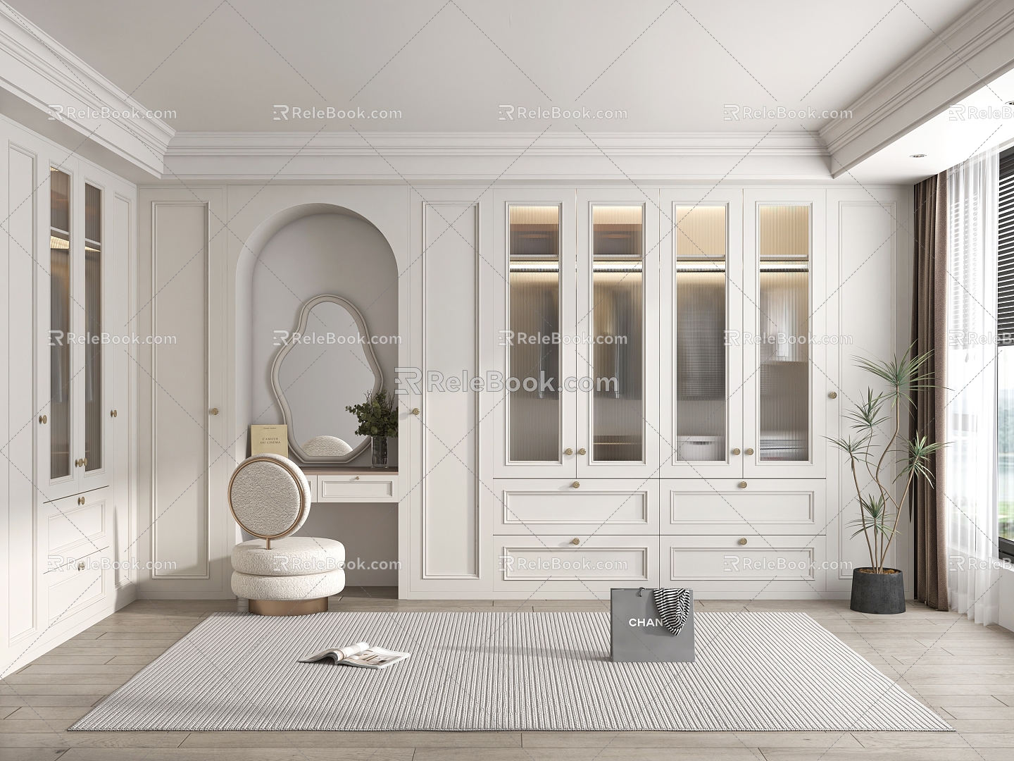 Jane European Cloakroom Wardrobe Glass Cabinet Decorative Cabinet Locker 3d model