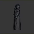 Dark Blue Collared Trench Coat With Belted Waist And Long Sleeves
