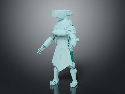 3D Rendered Armored Sci Fi Character With Helmet White Armor And Green Weapon 3d model