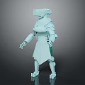 3D Rendered Armored Sci Fi Character With Helmet White Armor And Green Weapon