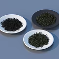 Different Colored Tea Leaves in White and Black Plates for Daily Use