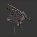 Industrial Rustic Structure With Windmill Metal Pipes Small Cabin And Platform