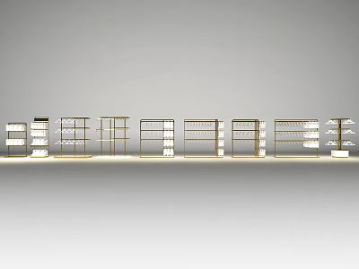 Modern Display Shelves With Metal Frame And Multiple White Shelves For Retail 3d model