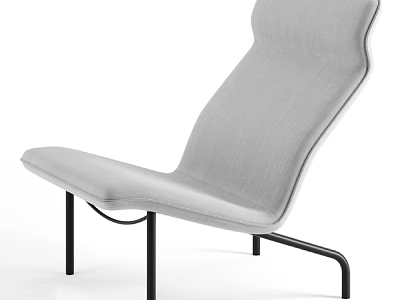 Modern Grey Upholstered Leisure Chair With Sleek Design And Black Metal Legs 3d model