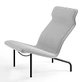 Modern Grey Upholstered Leisure Chair With Sleek Design And Black Metal Legs